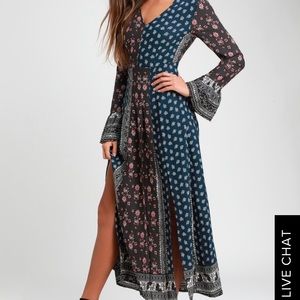 Clover dark Print Maxi dress size small